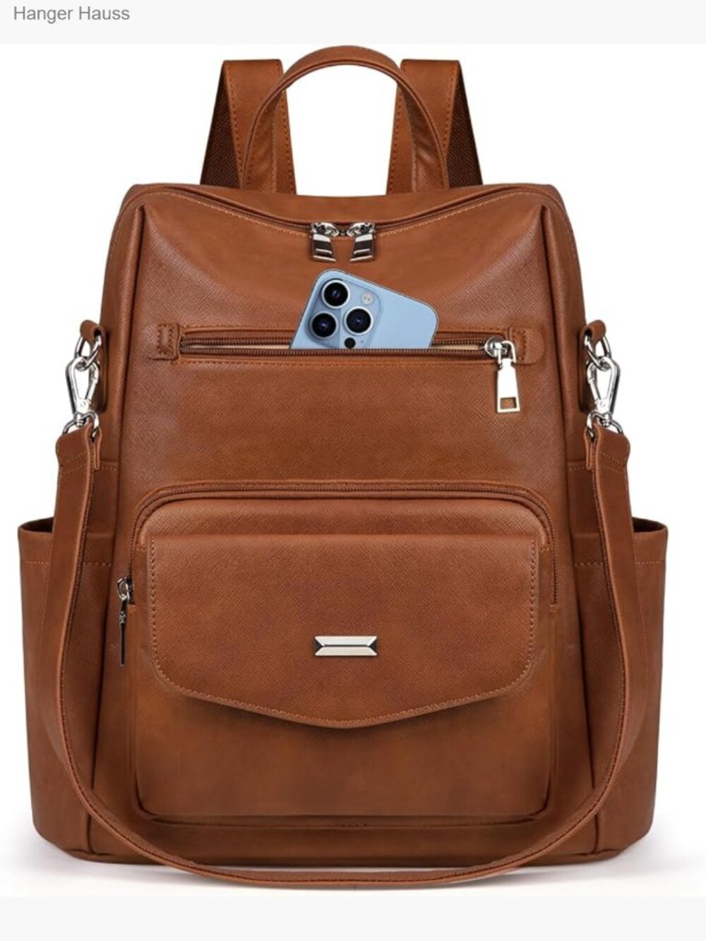 Convertible PU Leather Backpack Purse with Anti Theft Pocket